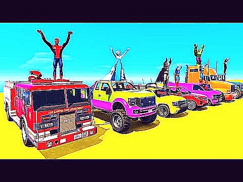 Цветные Машинки и Грузовики для Детей Мультики про Машинки Синий Трактор и Пожарная Машина 